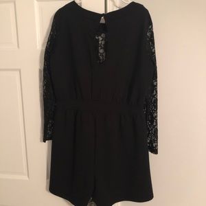 Pink Clove Black Romper with lace Sleeves